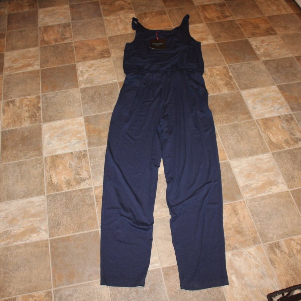 NWT Cynthia Rowley Sleeveless Navy Tapered Leg Jumpsuit size Large